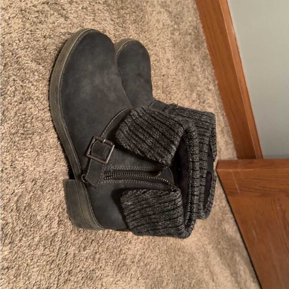 Black Ankle Boots with Knit Cuff